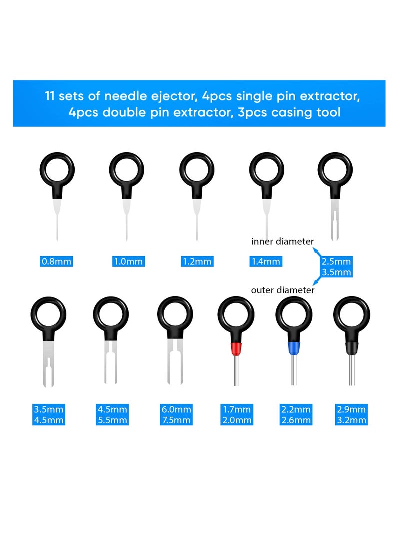 SYOSI Terminal Extractor Removal Tool Kit, Depinning Key Tool Set for Car Auto Household Devices, Wire Connector Pin Release Extractor Tool with a Protective Bag (82 Pieces) - Image 2
