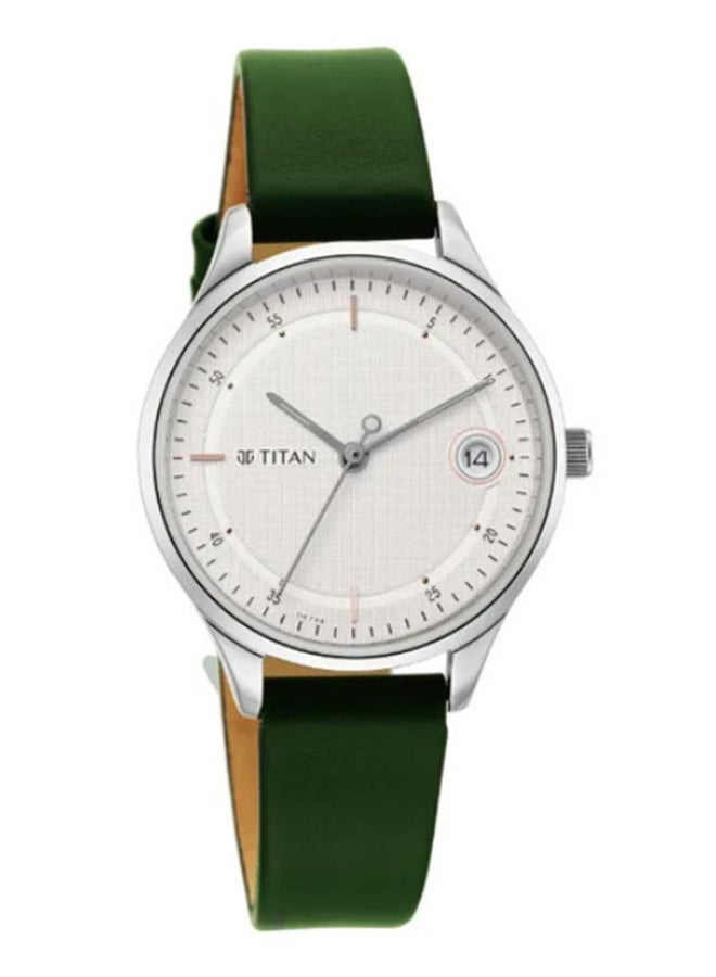 TITAN Workwear Silver Dial Green Leather Strap Watch - Image 1