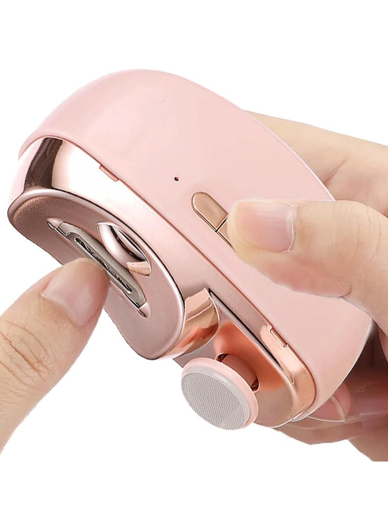 CityRiya-Long Electric Baby Nail Clippers Automatic Electric Nail Clipper with Light 2 in 1 Fingernail Trimmer Polisher & Clip Storage Extra Nail File USB Rechargeable Electric Nail Trimmer for Baby, Kids, Adult  - Image 1