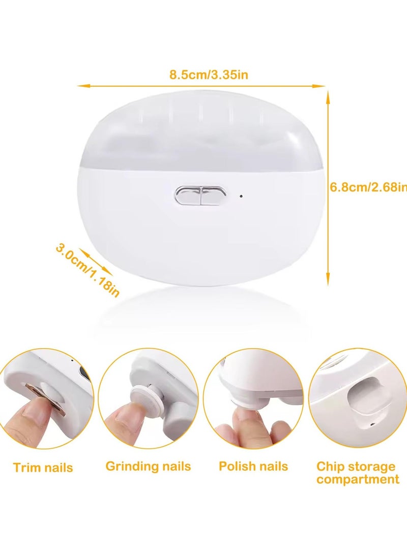 CityRiya-Long Electric Baby Nail Clippers Automatic Electric Nail Clipper with Light 2 in 1 Fingernail Trimmer Polisher & Clip Storage Extra Nail File USB Rechargeable Electric Nail Trimmer for Baby, Kids, Adult  - Image 3