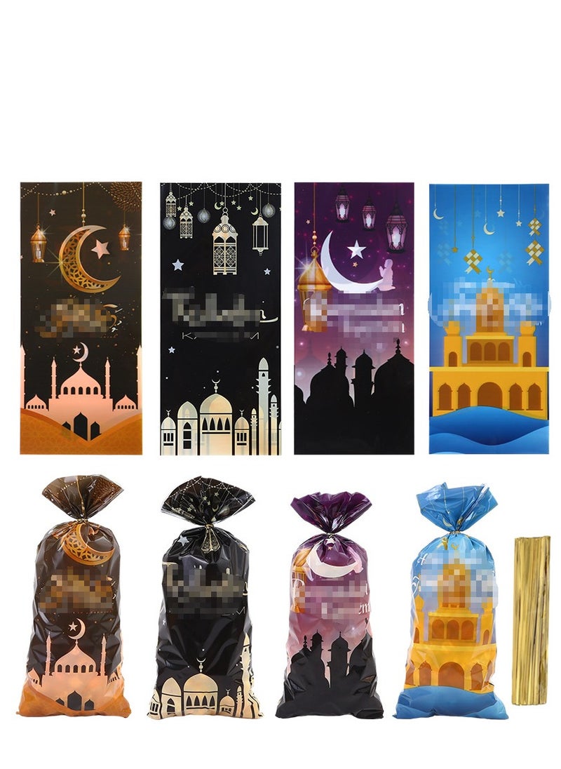 Y&D - 100Pcs Ramadan  Eid Mubarak Gift Bags Plastic Cookie Candy Bag Ramadan Kareem Decor - Image 1