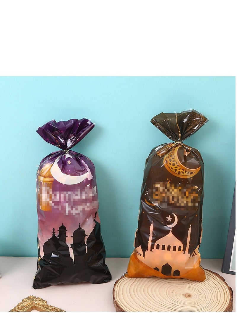 Y&D - 100Pcs Ramadan  Eid Mubarak Gift Bags Plastic Cookie Candy Bag Ramadan Kareem Decor - Image 1