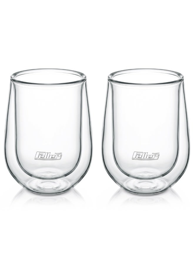Feller Germany TG200 Double-Wall Glasses Set of 2, 200ml Insulated Borosilicate Tumblers for Coffee, Tea, Water & Juice, Keeps Drinks Hot & Cold, Thermal Shock Resistant, BPA-Free - Image 2