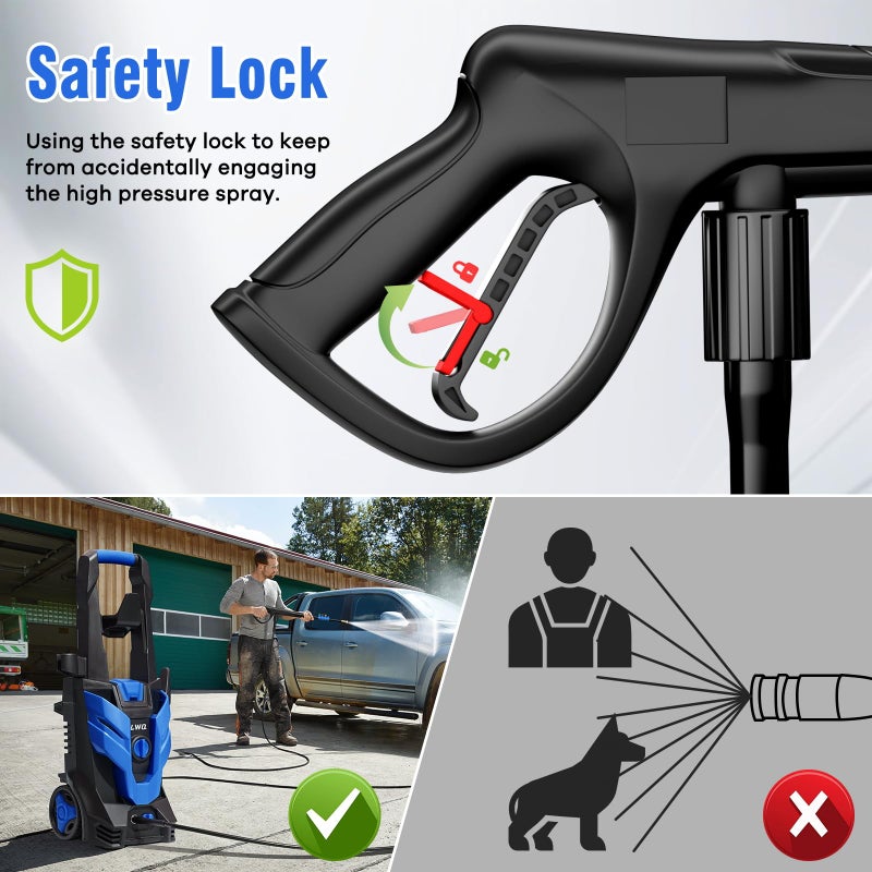 LWQ Pressure Washer, Power Washer with 4 Quick Connect Nozzles 1 Foam Cannon, High Pressure Cleaning Machine for Cars/Fences/Driveways/Patios/Farms/Home Cleaning - Image 5