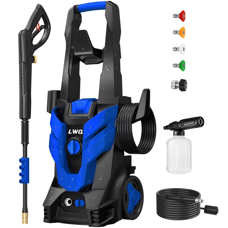 LWQ Pressure Washer, Power Washer with 4 Quick Connect Nozzles 1 Foam Cannon, High Pressure Cleaning Machine for Cars/Fences/Driveways/Patios/Farms/Home Cleaning - Image 1