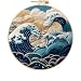 FONNUY Embroidery Kit for Beginners Stormy Sea Wave Flowers PreStamped Pattern Kits for Adults with Hoop Easy to Follow Color Thread Needlework 8 Hoop Blue - Image 2