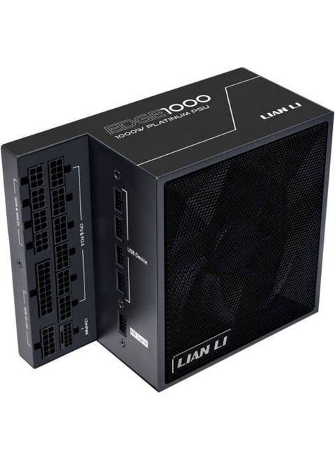 Edge L-Shape Fully Modular Power Supply, 1000W Power, 80 Plus Platinum Certification, 120mm FDB Fan, ATX 3.0 & 3.1 Compliant, PCIe 5.1 Support, Active PFC, EG1000.Black