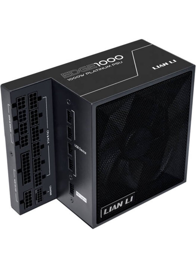 LIAN LI - Edge L-Shape Fully Modular Power Supply, 1000W Power, 80 Plus Platinum Certification, 120mm FDB Fan, ATX 3.0 & 3.1 Compliant, PCIe 5.1 Support, Active PFC, EG1000.Black - Image 1