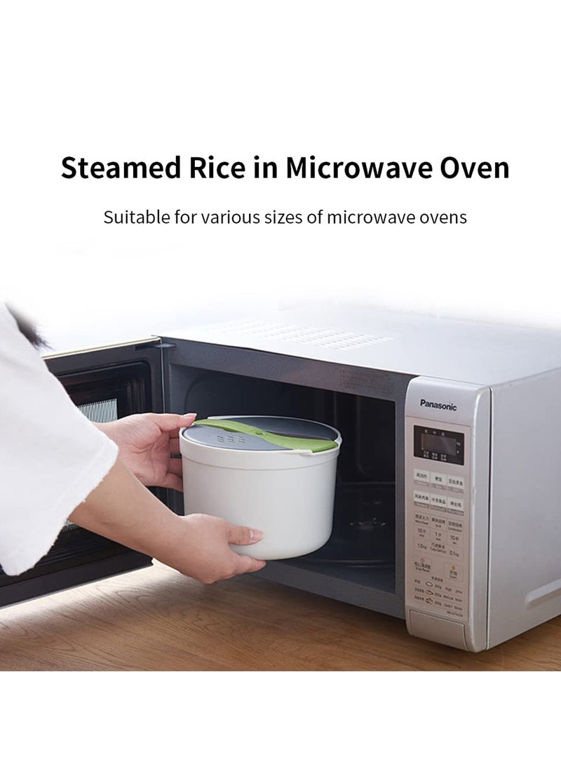 SYOSI - Microwave Rice Cooker, 2L Microwave Steamer Set with Rice Scoop, Lid, Strainer and Steaming Pot, Microwave Rice Maker Set for Pasta, Potato, Vegetables, Quinoa, Oatmeal, Non-stick, BPA Free (Green) - Image 1