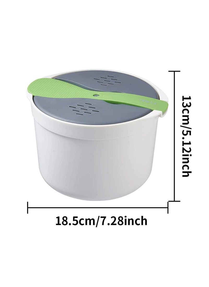 SYOSI - Microwave Rice Cooker, 2L Microwave Steamer Set with Rice Scoop, Lid, Strainer and Steaming Pot, Microwave Rice Maker Set for Pasta, Potato, Vegetables, Quinoa, Oatmeal, Non-stick, BPA Free (Green) - Image 1