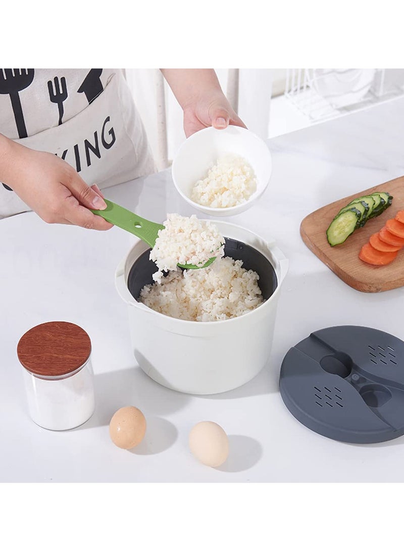 SYOSI - Microwave Rice Cooker, 2L Microwave Steamer Set with Rice Scoop, Lid, Strainer and Steaming Pot, Microwave Rice Maker Set for Pasta, Potato, Vegetables, Quinoa, Oatmeal, Non-stick, BPA Free (Green) - Image 1