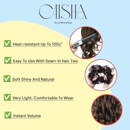 CAISHA XXL Hairpiece Scrunchie Updo Voluminous Slightly Wavy Messy Bun Brown Black Mix G24F - Image 3