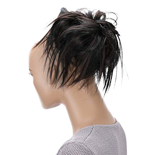 CAISHA XXL Hairpiece Scrunchie Updo Voluminous Slightly Wavy Messy Bun Brown Black Mix G24F - Image 1