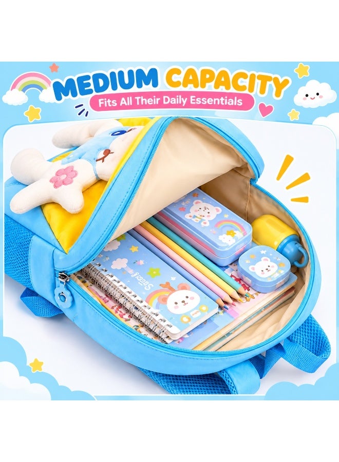 Kidzilla Kids Plush Backpack with Little Blue Deer Design, Light Blue Cuddly Toy Bag for Toddlers & Preschoolers - Image 5