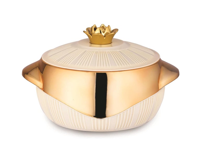 Nabhya Falcon 3000ml Casserole Double Walled Hot Cold Insulated Casserole With Inner Steel Outer Plastic Serve Casserole Beige - Image 2