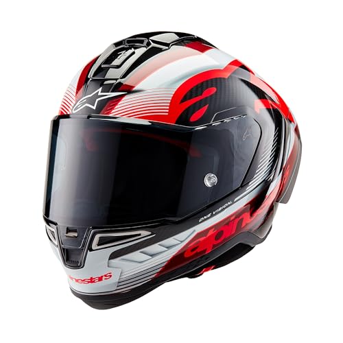 Alpinestars Supertech R10 Team Helmet, XL, Black/Carbon Red/White Glossy - Image 1