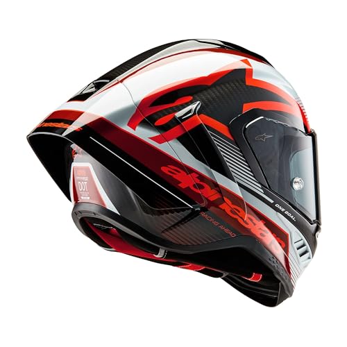 Alpinestars Supertech R10 Team Helmet, XL, Black/Carbon Red/White Glossy - Image 2