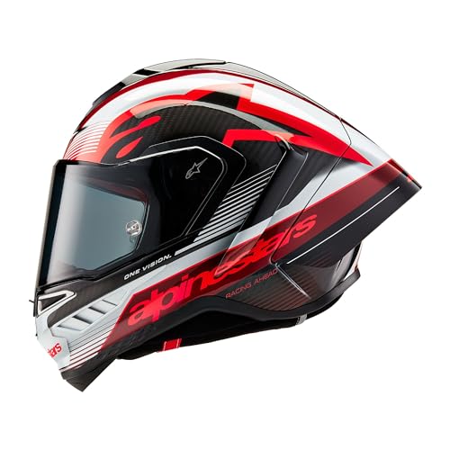 Alpinestars Supertech R10 Team Helmet, XL, Black/Carbon Red/White Glossy - Image 4