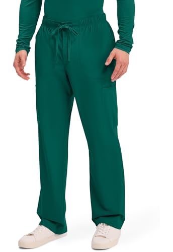 Cherokee Scrubs for Men Tapered Leg Cargo Scrub Pants with Zip Fly, 5 Pockets Elastic Waist 2-Way Stretch & Easy Care - WW190, XS Short, Hunter Green - Image 3