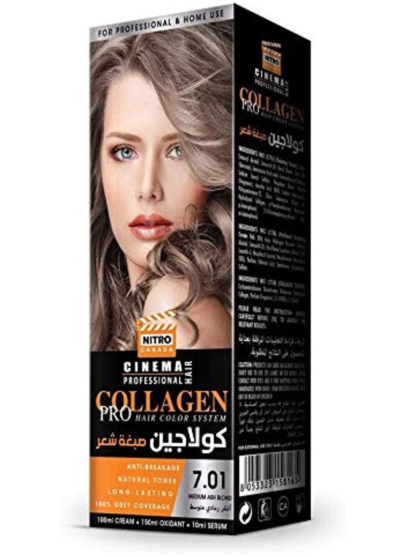 نيترو سينما  نيترو سينما كولاجين 100 مل صبغة شعر 7.01 أشقر رمادي متوسط  - Image 1