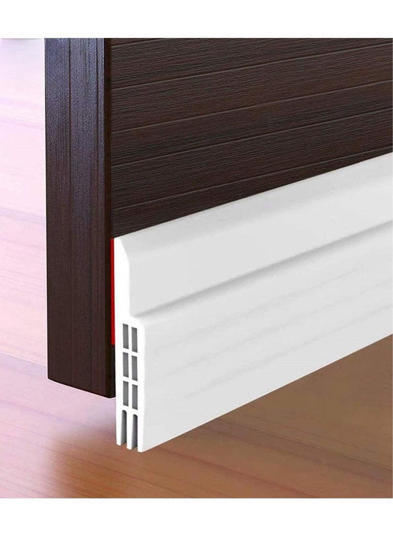 Door Draft stopper, Bottom Seal for Exterior & Interior Doors Blocker for Insects Dust Noise and weather Stripping 2”W x 39”L-White - Image 1