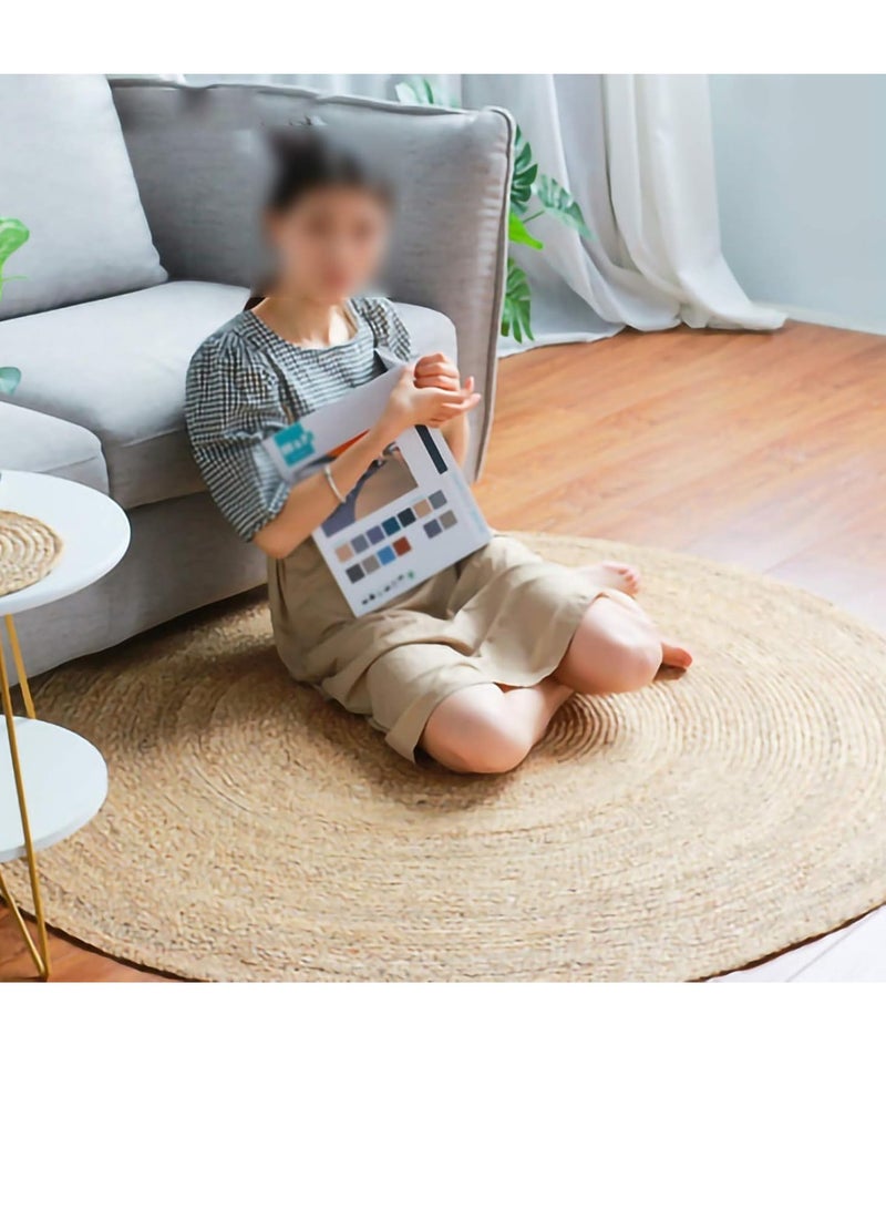 FFD Natural Jute Rug Carpet Hand Woven Rug Doormat 100x100cm - Image 1