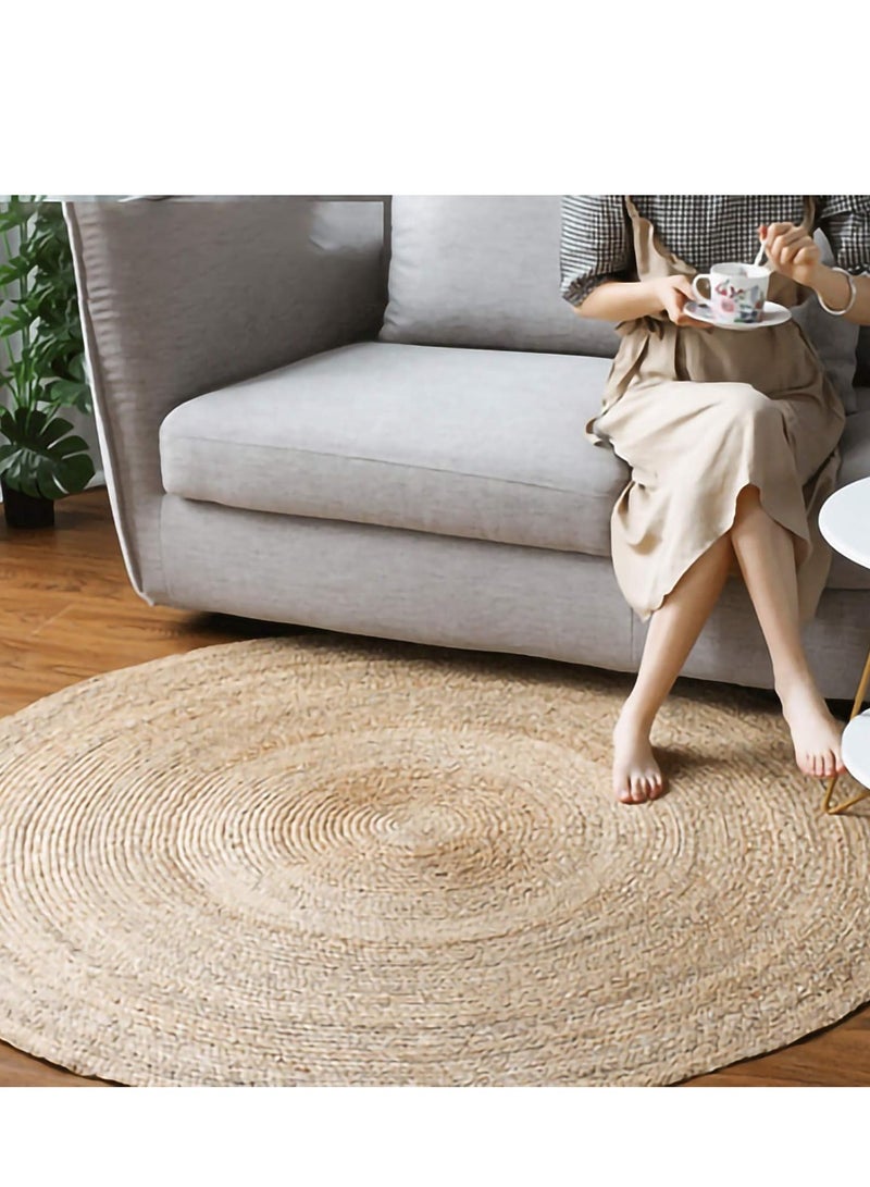 FFD Natural Jute Rug Carpet Hand Woven Rug Doormat 100x100cm - Image 2