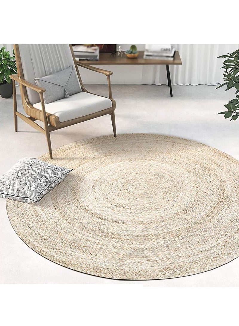 FFD Natural Jute Rug Carpet Hand Woven Rug Doormat 100x100cm - Image 3