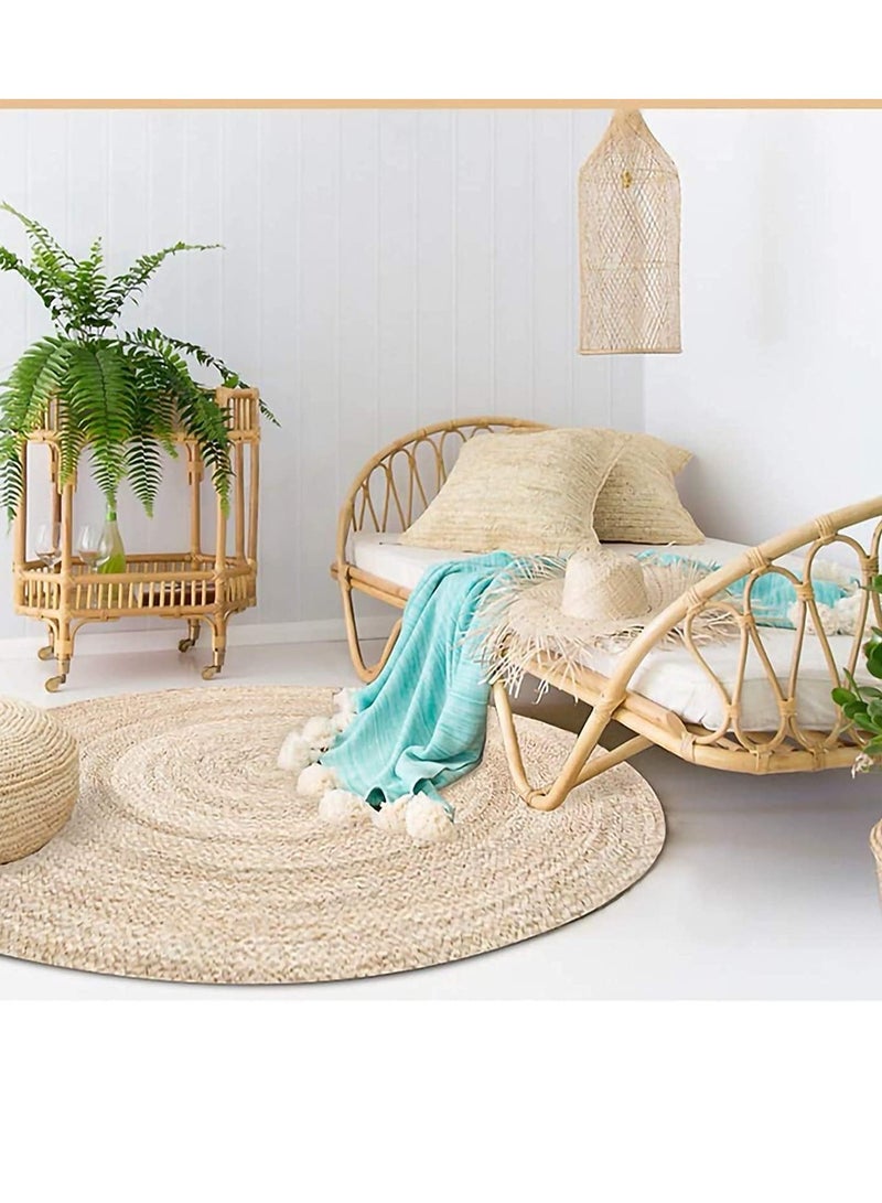 FFD Natural Jute Rug Carpet Hand Woven Rug Doormat 100x100cm - Image 4