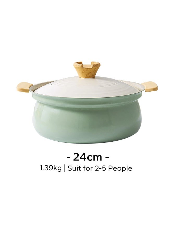 Redchef قدر حساء سيراميك غير لاصق من ريدشيف، غير سام، خالٍ من مركبات PFAS وPTFE وPFOA، قطر 24 سم، مناسب لجميع أنواع المواقد (أخضر) - Image 1