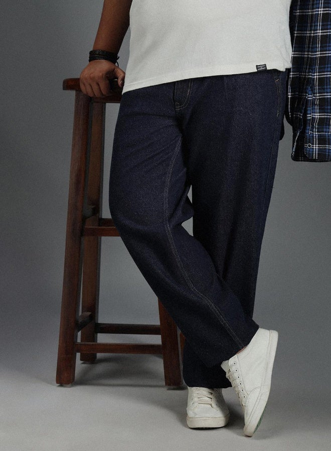 HIGH STAR Men's Indigo 100% Cotton Bleached Full Length Tapered Fit Jeans - Image 2