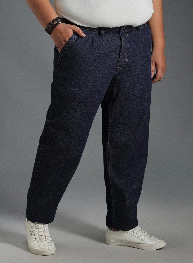 HIGH STAR Men's Indigo 100% Cotton Bleached Full Length Tapered Fit Jeans - Image 5