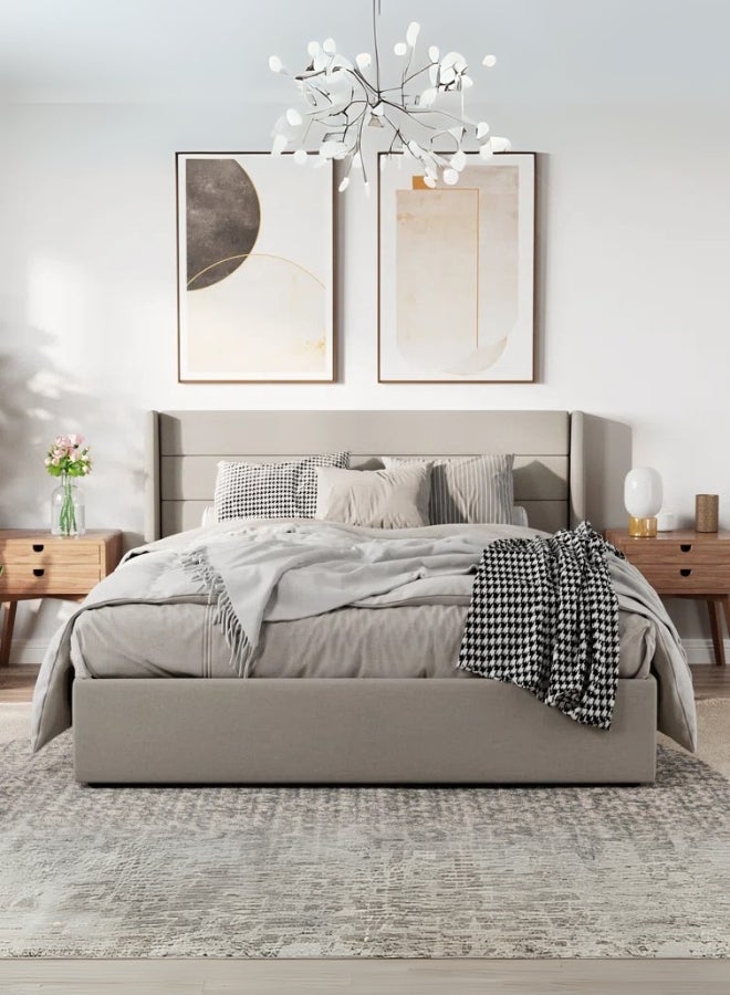 Bed and Mattress Home Vale Tufted King Size ( Mattress Size 180 X 190 CM ) Brown Color Bed Size 196 W X 205 L CM (Mattress Sold Separately) - Image 2