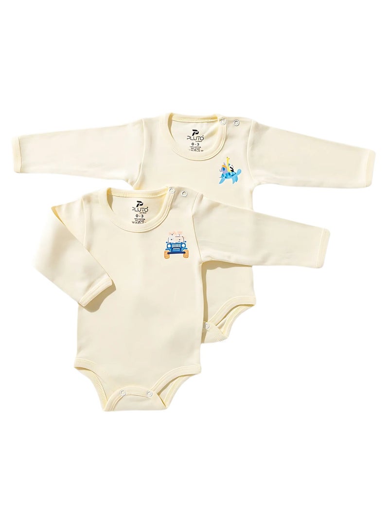 Pluto Pack of 3 Cotton Long Sleeve Bodysuit for Baby Boy - Image 5