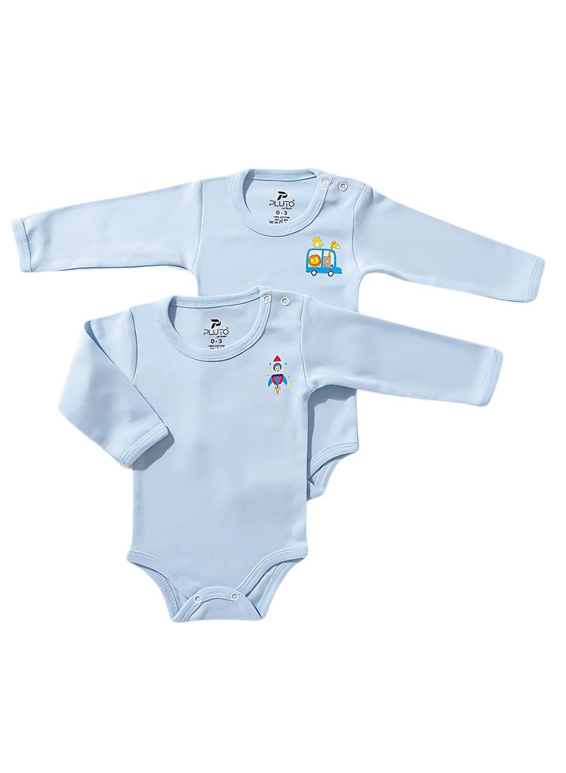 Pluto Pack of 3 Cotton Long Sleeve Bodysuit for Baby Boy - Image 4