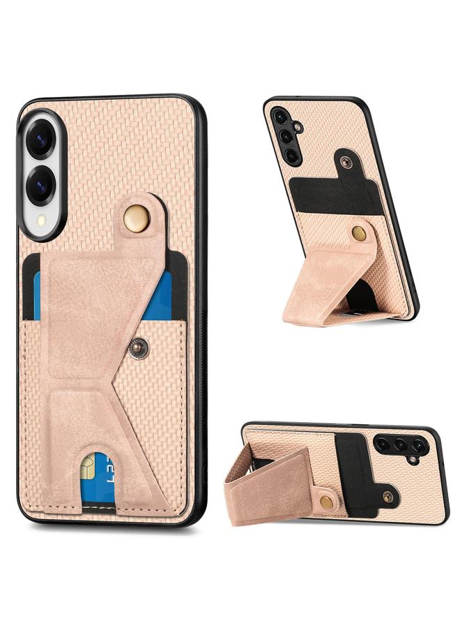 erorex Case For Samsung Galaxy S25 Edge 5G Carbon Fiber Wallet Flip Card K-shaped Holder Phone Case - Image 1