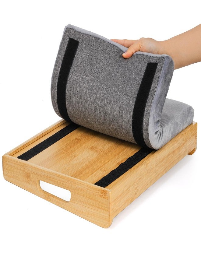 TOPZEA Bamboo Lap Tray with Detachable Cushion, 16.5"x 12.5" Bed Trays TV Lap Desk, Breakfast Meal Serving Tray with Handle for Adults Eating in Recliner, Couch, Car, Fits for 13-14 Inch Laptops - Image 4