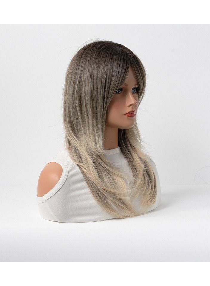 Estelle Full Wig for Heat Resistant Synthetic Wig Natural Long Straight Wig With Bangs Lady Fiber Wig Elegant Grey Blonde - Image 3
