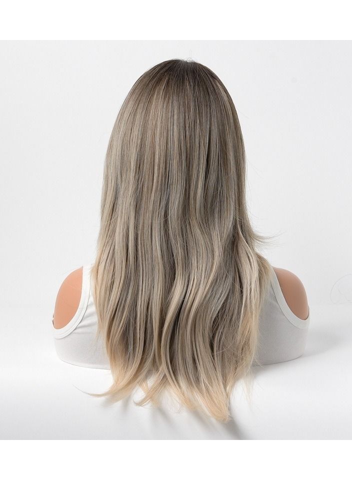 Estelle Full Wig for Heat Resistant Synthetic Wig Natural Long Straight Wig With Bangs Lady Fiber Wig Elegant Grey Blonde - Image 4