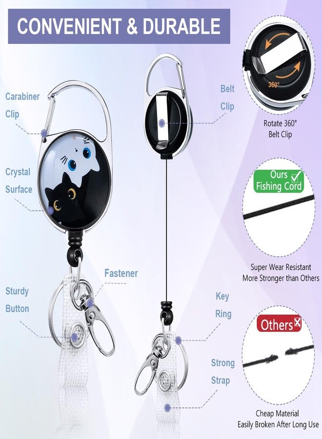HASFINE Cute Cat Badge Holder with Lanyard and Retractable Badge Reel, Melodious Cat Breakaway Lanyard with ID Card Holder Carabiner Badge Reel Key Holder, Ideal for Nurse Teacher Student Work Staff - Image 4