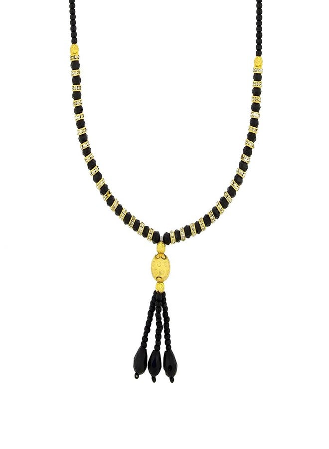 ZIVOM® Traditional Indian Designer Black Beads American Diamonds Gold Plated Necklace Chain Mangalsutra For Women Gift - Image 1