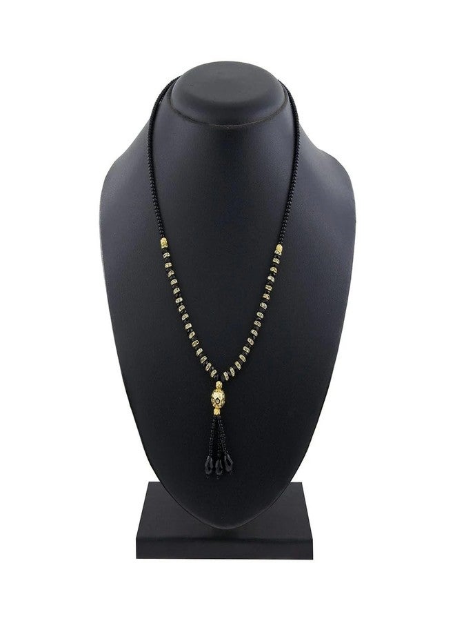 ZIVOM® Traditional Indian Designer Black Beads American Diamonds Gold Plated Necklace Chain Mangalsutra For Women Gift - Image 2