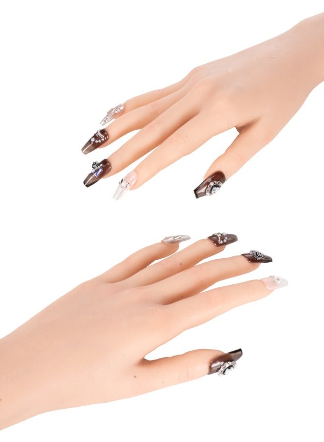 Nail Kit,False Nails Set,Handmade Fake Nails,Nail Gifts Set for Women,Fake Nails for Women,Protect Skin Nails Set (Magic Pearls) - Image 3