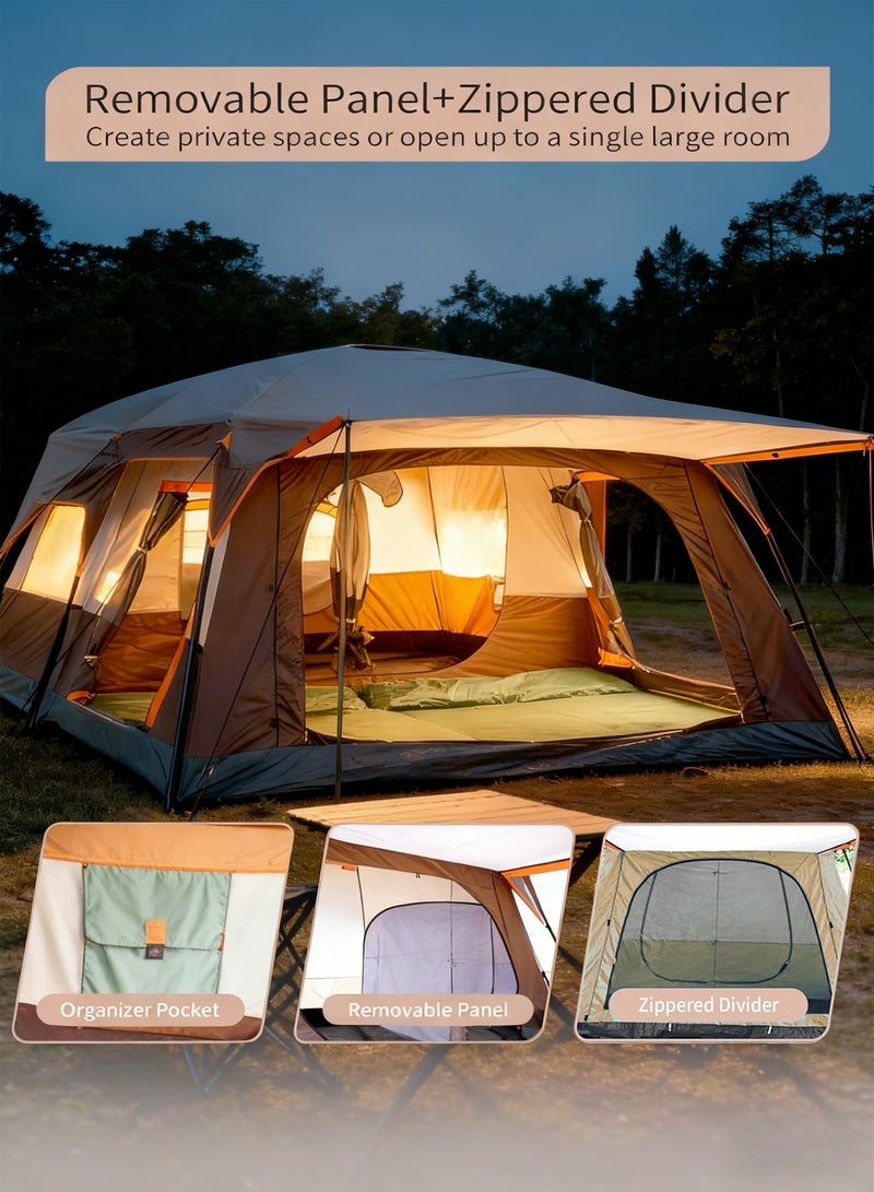 Jourvent Large Family Standing Upright Camping Tent 8-12 Persons Multi-Room Waterproof Tent with Screened Porch - Glamping Tent for Outdoor Camping & Family Vacation - Image 4