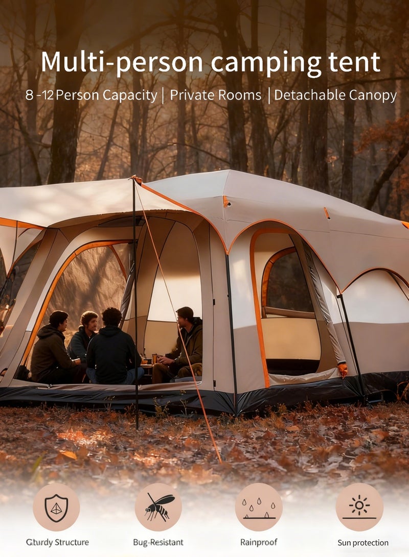 Jourvent Large Family Standing Upright Camping Tent 8-12 Persons Multi-Room Waterproof Tent with Screened Porch - Glamping Tent for Outdoor Camping & Family Vacation - Image 5