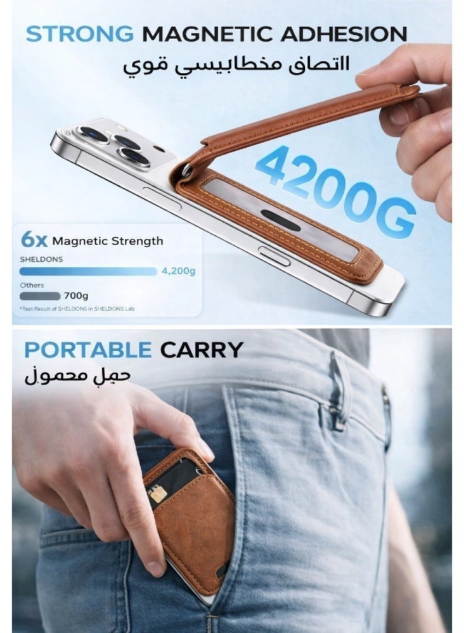 محفظة بطاقات مغناطيسية للآيفون 17/16/15/14/13/12 - حافظة MagSafe جلد فاخر مع 3 فتحات للبطاقات ونافذة للهوية، تثبيت مغناطيسي قوي بتصميم نحيف وبسيط - Image 4