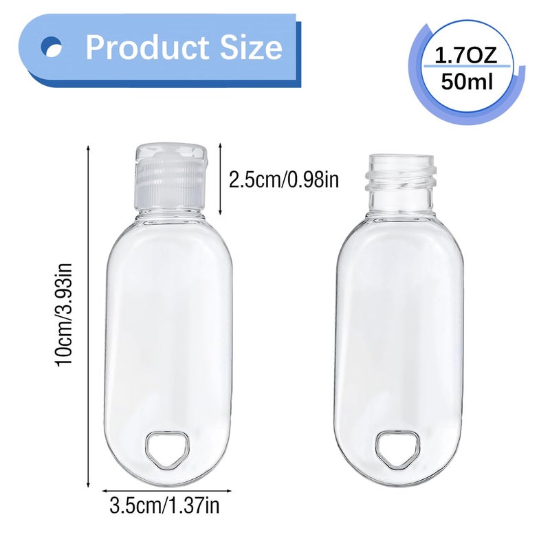 FUNAUPGO 5 Pcs Refillable Travel Bottles Hand Sanitizer Travel Size Holder with Keychain Portable Empty Plastic Bottles Leakproof Squeeze Containers with Clip for Home Office Outdoor - Image 2