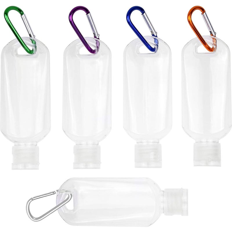 FUNAUPGO 5 Pcs Refillable Travel Bottles Hand Sanitizer Travel Size Holder with Keychain Portable Empty Plastic Bottles Leakproof Squeeze Containers with Clip for Home Office Outdoor - Image 1