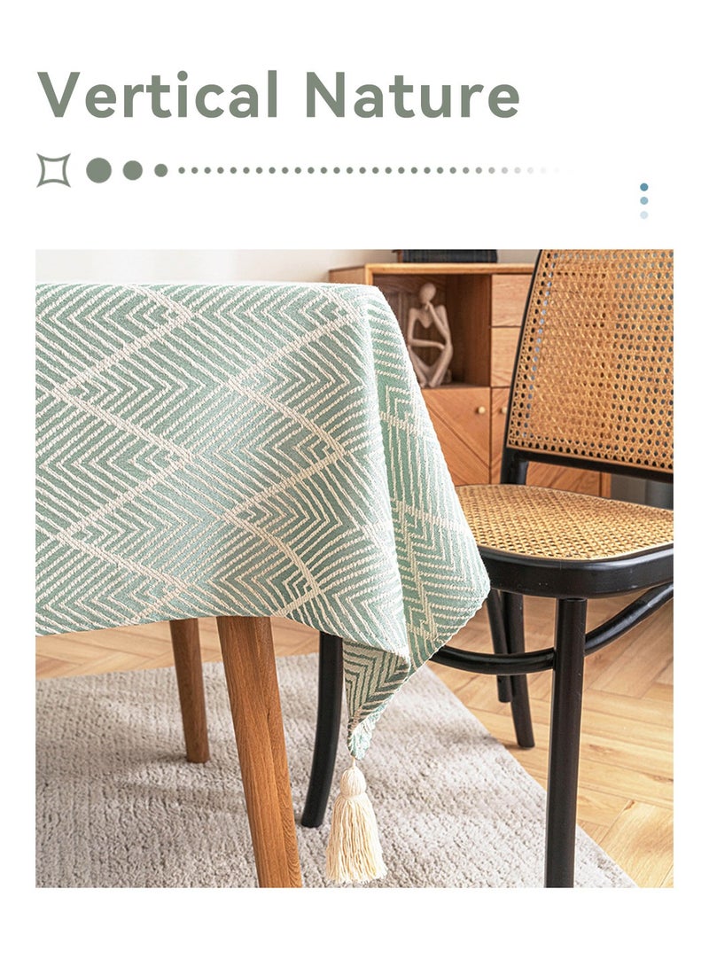 LEOKOR Rectangle Cotton Linen Tablecloths Dust-Proof Shrink-Proof  Table Cloth with Tassel 135*180CM - Image 5