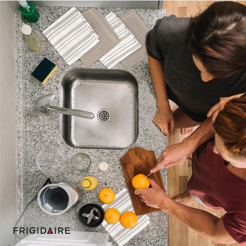 Frigidaire Claire 100% Cotton Dish Clothes,12" x 12", Solid and Stripe Print, Machine Washable, Grey,4-Pack - Image 4